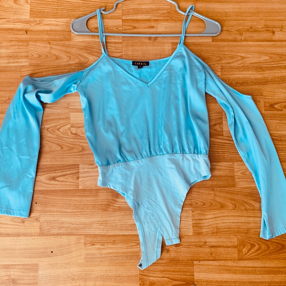 Silk off the shoulder bodysuit